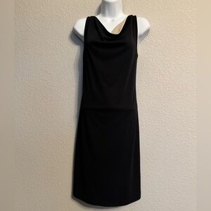 Black/Nude Reversible Sheath Midi Dress with Cowl Neck Small